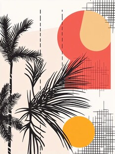 热带风情几何插画