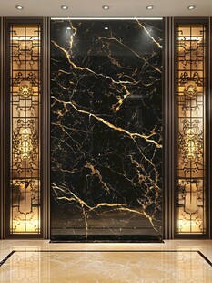 奢华黑金大理石玄关背景墙
