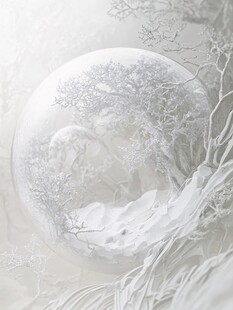 雪境孤树梦幻景致