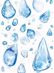 晶莹剔透的蓝色水滴元素