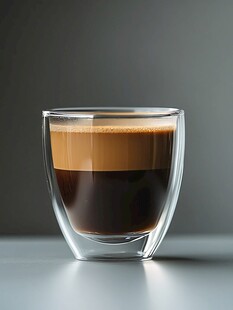 精致双层玻璃杯中浓缩咖啡