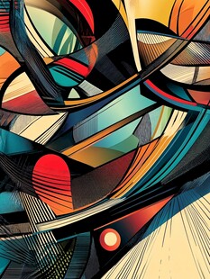 抽象多彩几何线条艺术画