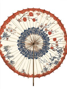 古典花卉图案中式油纸伞