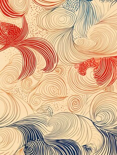 梦幻鱼纹波浪图案背景