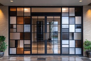 现代风格玻璃拼接入户门