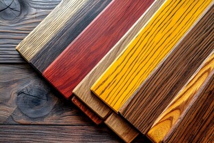 多样色彩实木地板样品展示