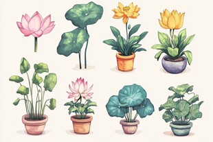 盆栽莲花插画集