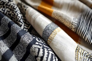 多彩几何图案织物特写