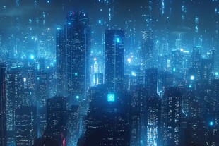 未来科技感的璀璨数字都市