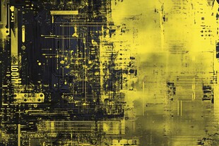 黄黑复古风数字艺术背景图