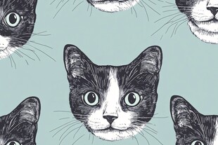 猫咪头像无缝图案背景