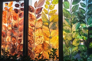 彩色叶脉窗饰 自然之美