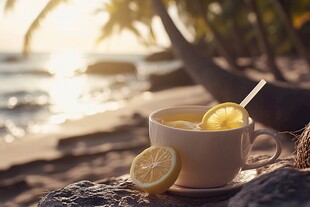 海边柠檬茶 惬意午后时光