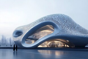 未来感曲线形现代建筑