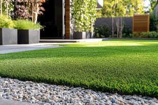 现代庭院的翠绿人造草坪