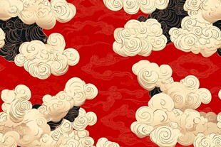 中式红云纹吉祥图案