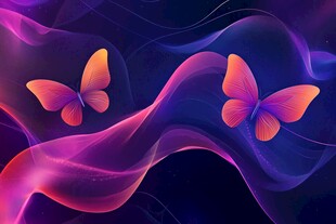 梦幻双蝶伴流光背景图