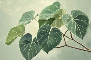 心形叶片的植物特写