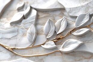 白玉叶饰 精致大理石纹理