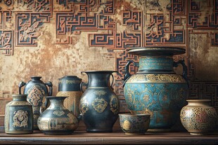 中式古雅陶器陈列
