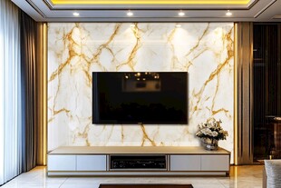 奢华大理石电视背景墙设计