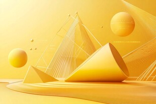 黄色几何立体艺术场景