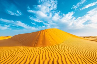 壮丽沙漠风光 蓝天金丘