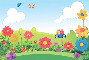 春日花海中的童趣景象