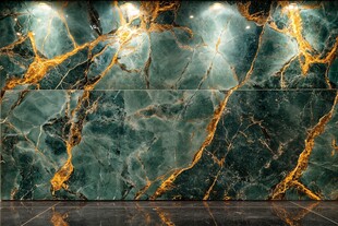 墨绿色金纹大理石墙面