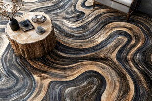 创意木纹波浪图案地板