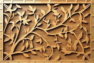 中式木雕树叶花纹装饰板