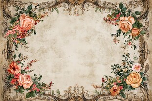 复古花卉边框装饰背景图