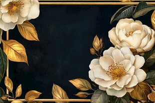 复古金边白花装饰背景