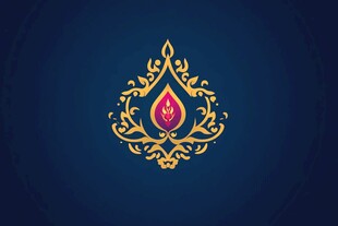 金色火焰花纹精美徽标