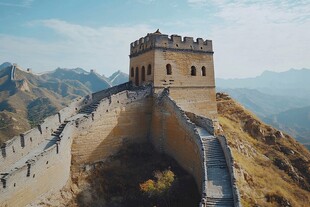 壮丽长城屹立于山峦之巅