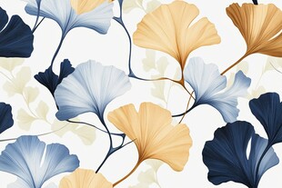 银杏叶花卉图案装饰画