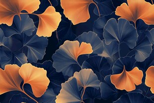 银杏叶图案 深蓝与橙黄交织