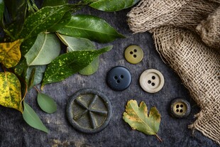 复古纽扣与自然元素组合