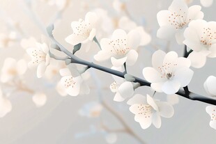 春日绽放的洁白花朵