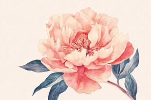 粉色芍药花卉插画