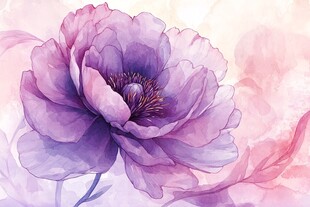 梦幻紫色水彩牡丹花