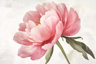 粉色娇艳牡丹花绘画