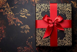 精美礼盒配红丝带装饰