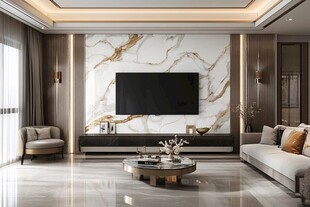 现代轻奢风客厅电视墙设计