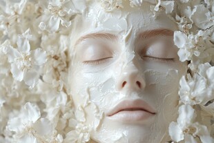 花簇中的静谧美肤时刻