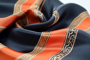 华丽条纹丝绸织物特写