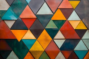 多彩三角几何图案墙面