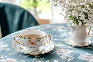 精致花卉茶具装点温馨时光