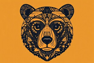 几何风格熊头图案设计