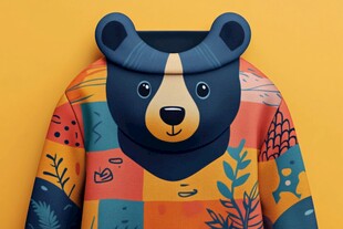 可爱熊头连帽衫图案设计